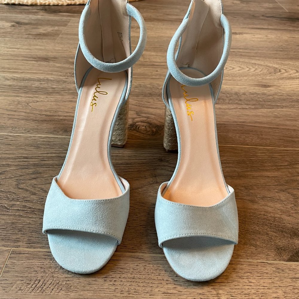 Lulu's Espadrille Block Heel Baby Blue Heel Sandal (9)